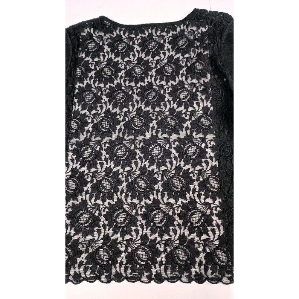 Rodier Womens Sweater Lace Back Black Size Small Wool Blend Dark Romantic Paris